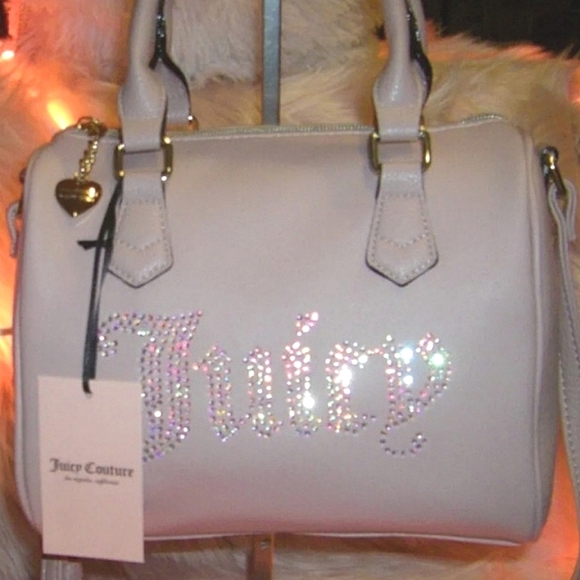 ⭐️🆕️Juicy Couture "Be Classic" Shine Rhinestone Glammed Satchel in Blush Pink - Picture 1 of 10
